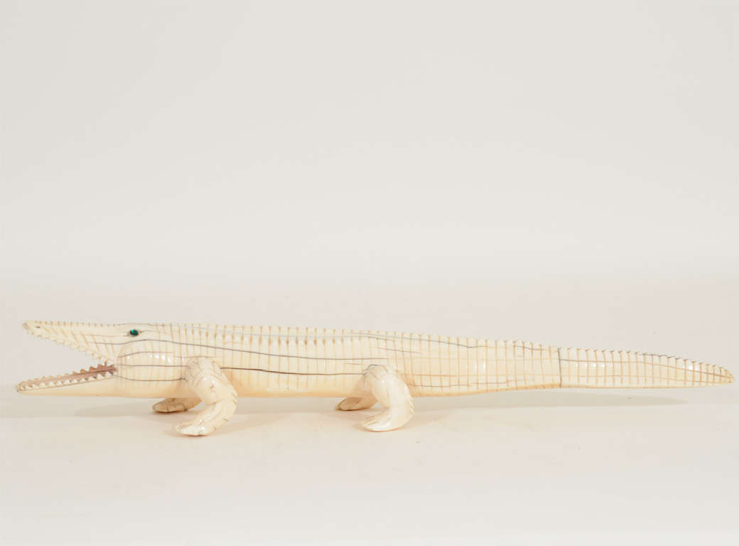 Carved Ivory Alligator, Late 19th Century 1