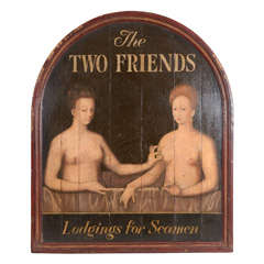 Painted Advertising Sign, "The Two Friends, " England, 20th C.