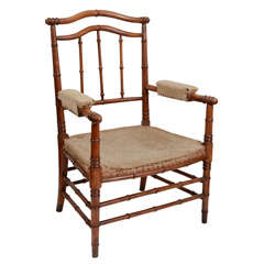 Cherrywood Bamboo Motif Library Chair, France, Late 19th C.