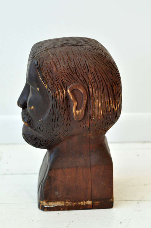 Mid-20th Century Hand Carved Wooden Head Figure