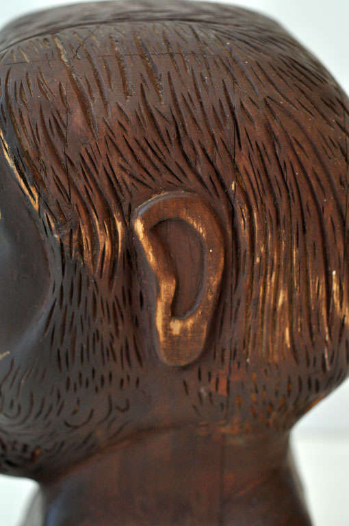 Hand Carved Wooden Head Figure 1