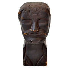 Hand Carved Wooden Head Figure