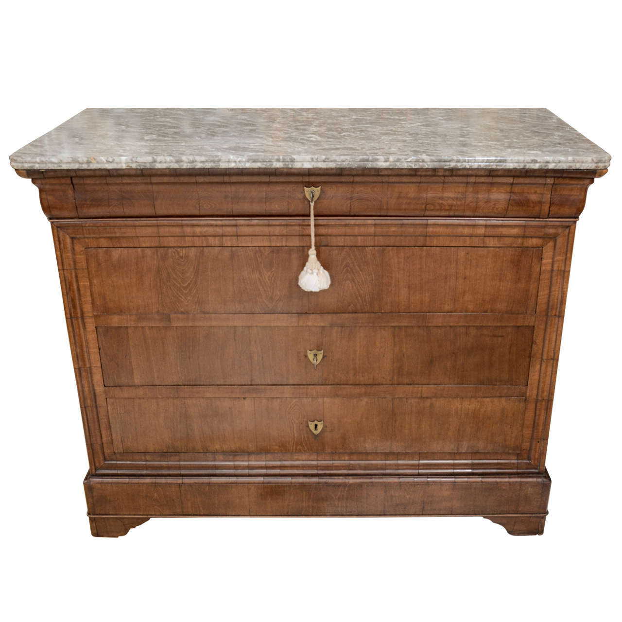 French Louis Philippe Grey Marble Top Commode