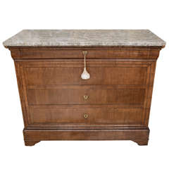 Antique French Louis Philippe Grey Marble Top Commode