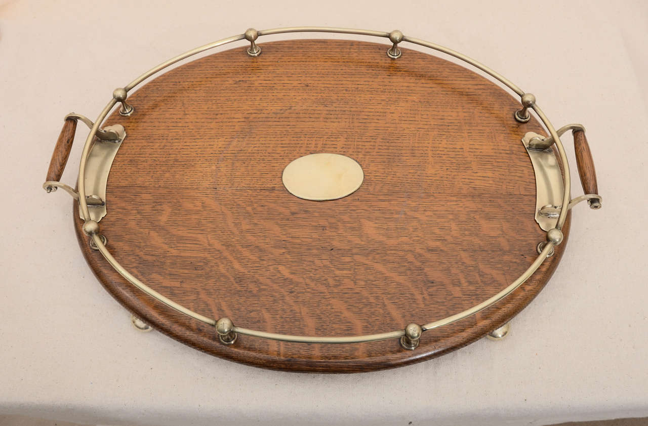 Large English Oak Galleried Serving Tray