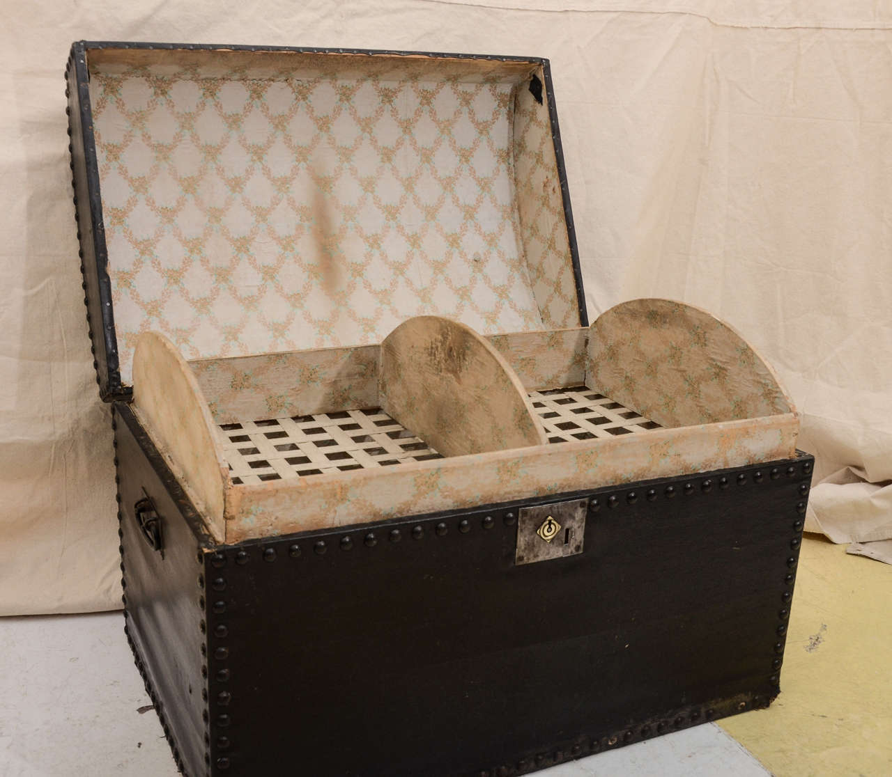 19th Century English Dome Top Trunk With Nailhead Initials