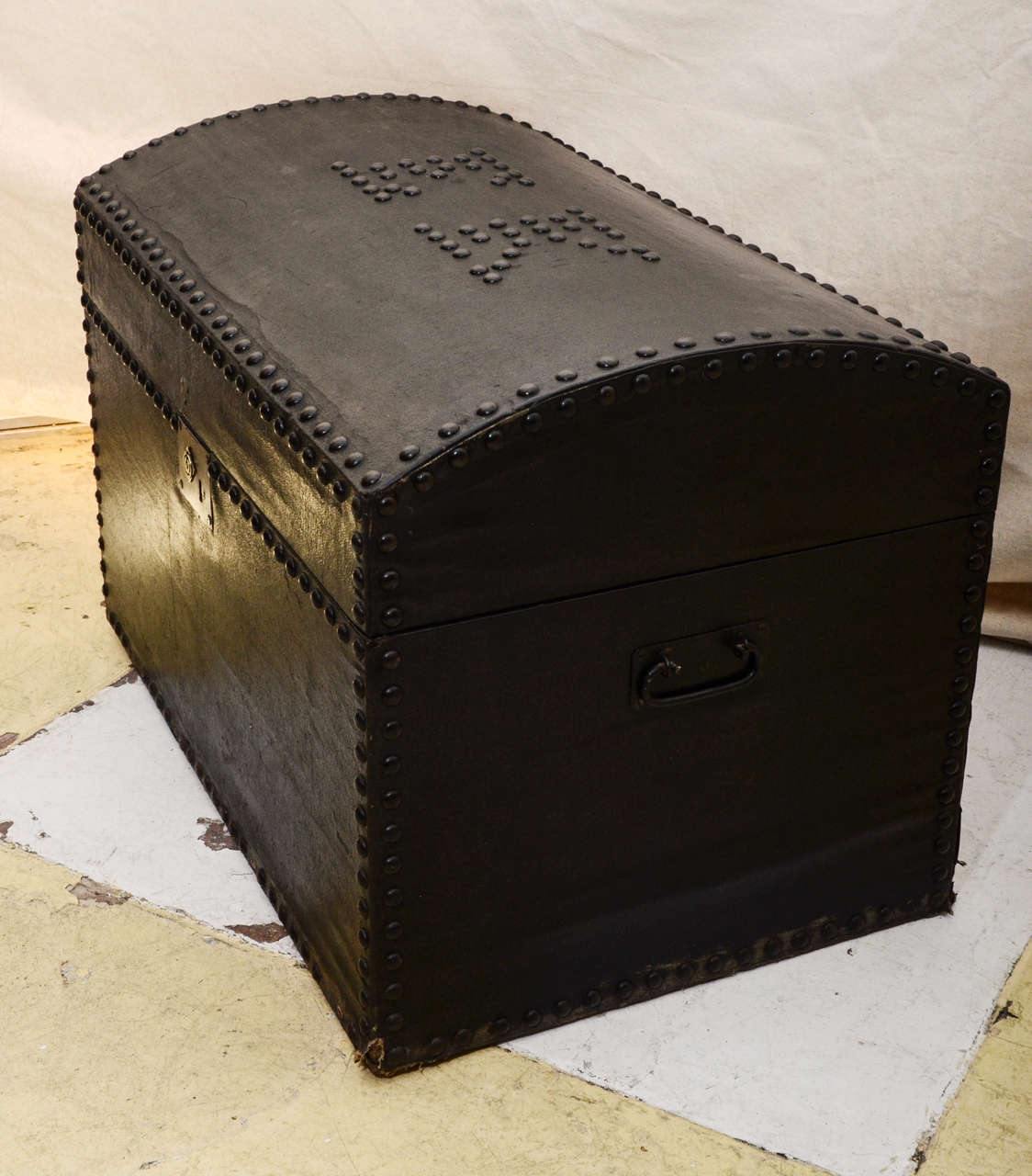 English Dome Top Trunk With Nailhead Initials 3