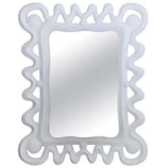 Dorothy Draper Style White Plaster Mirror