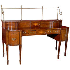 Mahogany Serpentine Sideboard with Brass Gallery