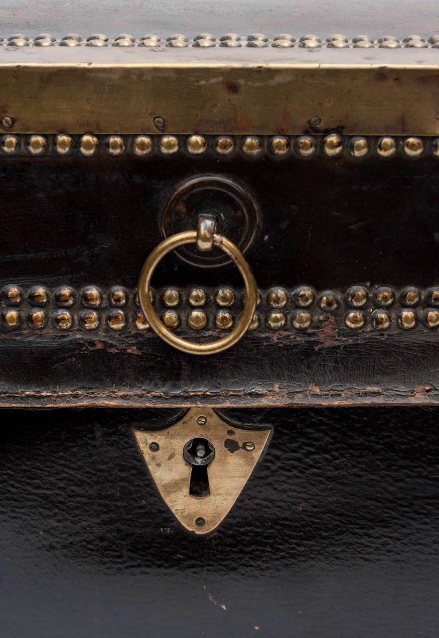 George III Regency Leather and Brass Camphor Trunk (with provenance)