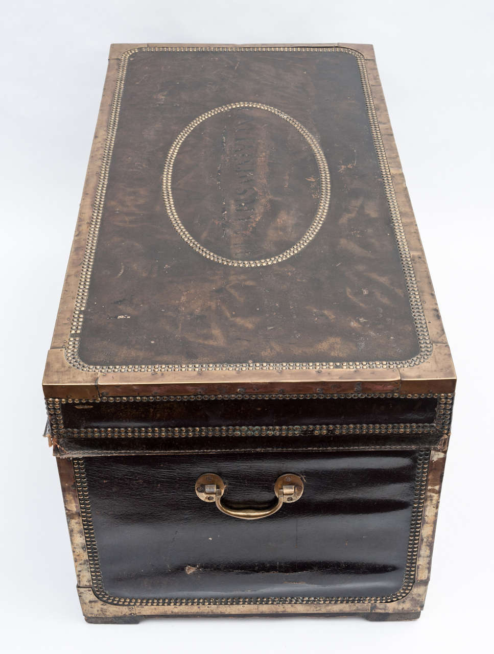Regency Leather and Brass Camphor Trunk (with provenance) 4