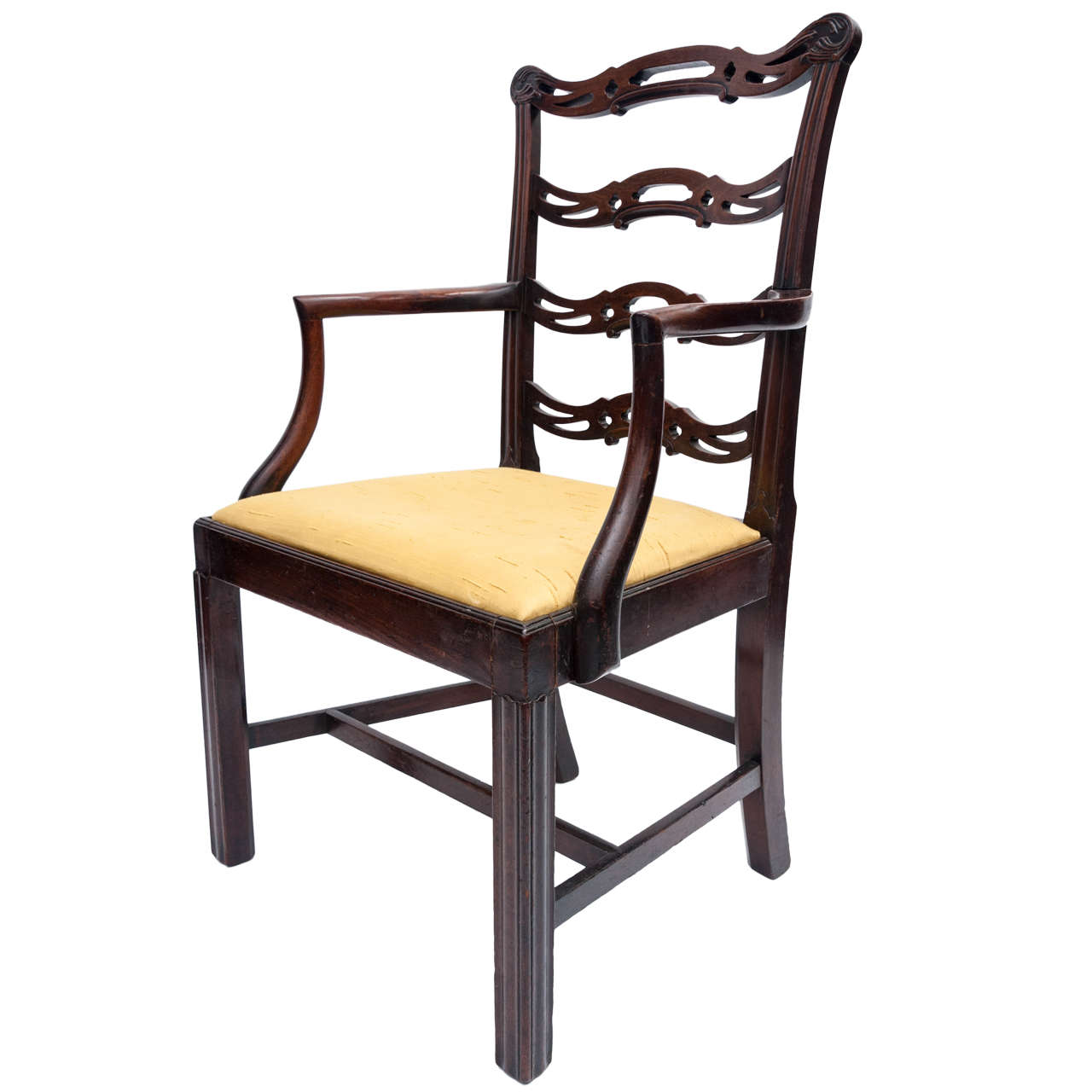 Georgian Mahogany Chippendale Elbow Chair For Sale at 1stdibs