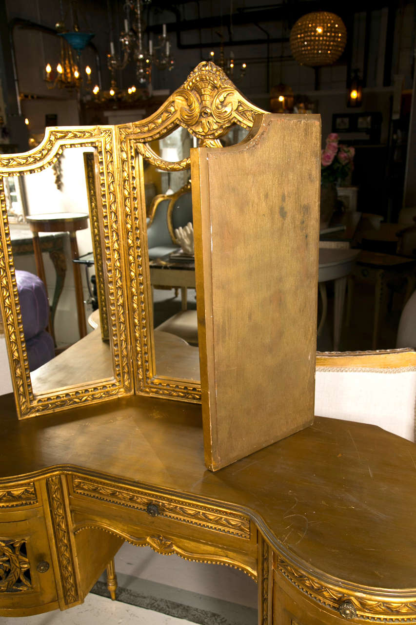 French Louis XVI Style Gilded Vanity 1