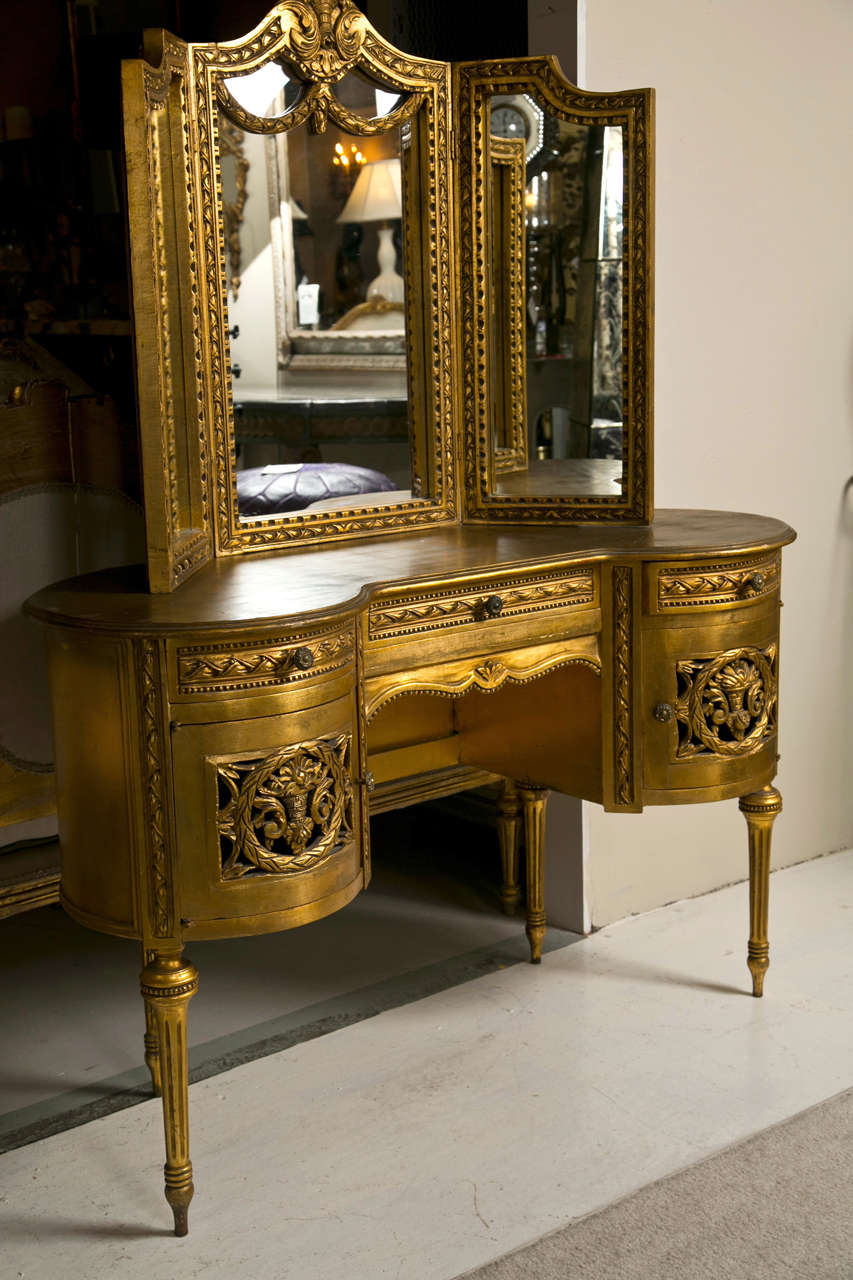 French Louis XVI Style Gilded Vanity 3