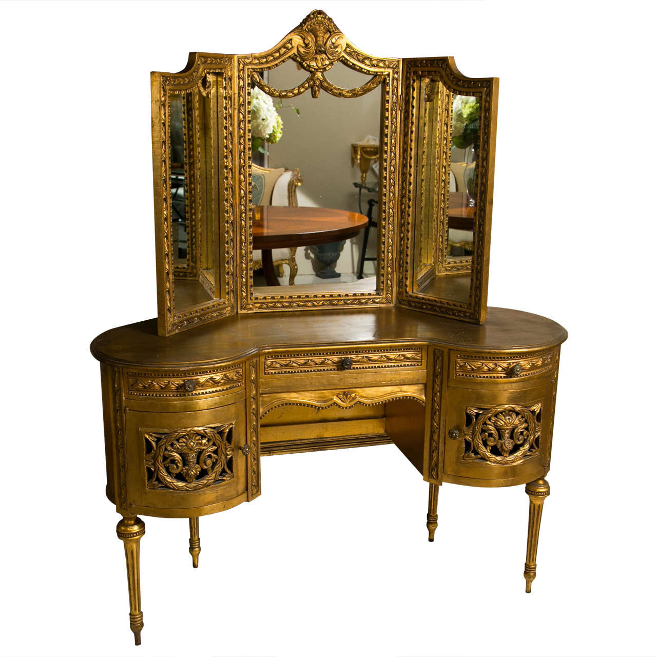 French Louis XVI Style Gilded Vanity