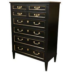 French Directoire Style Ebonized Chest of Drawers