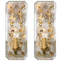 Pair of French Eglomise Wall Sconces