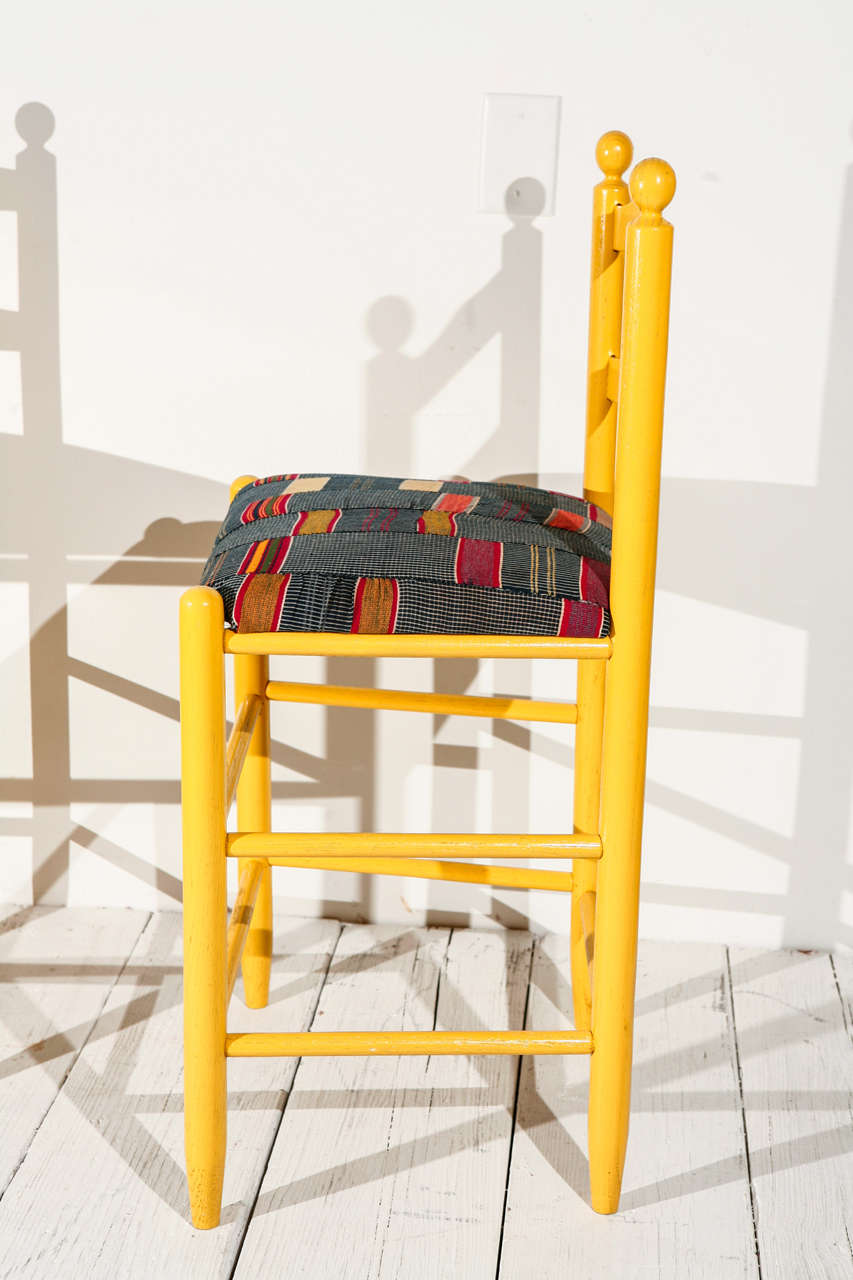 Ladder Back Counter Stools with Vintage African Fabric Seats 1