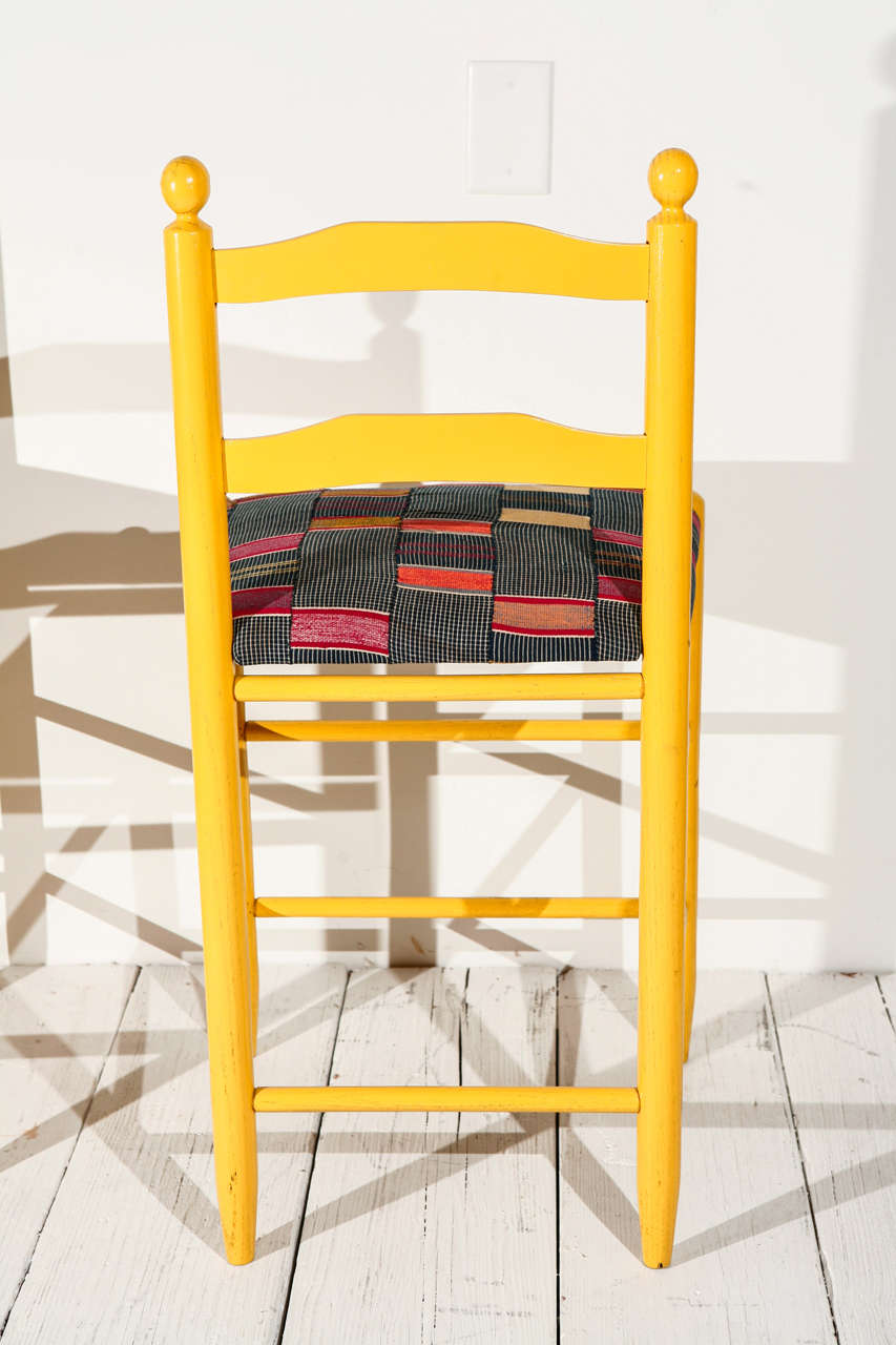 Ladder Back Counter Stools with Vintage African Fabric Seats 3