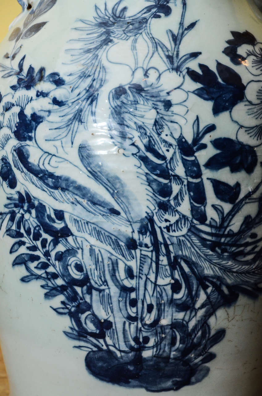 Pottery Blue and White Temple Vase