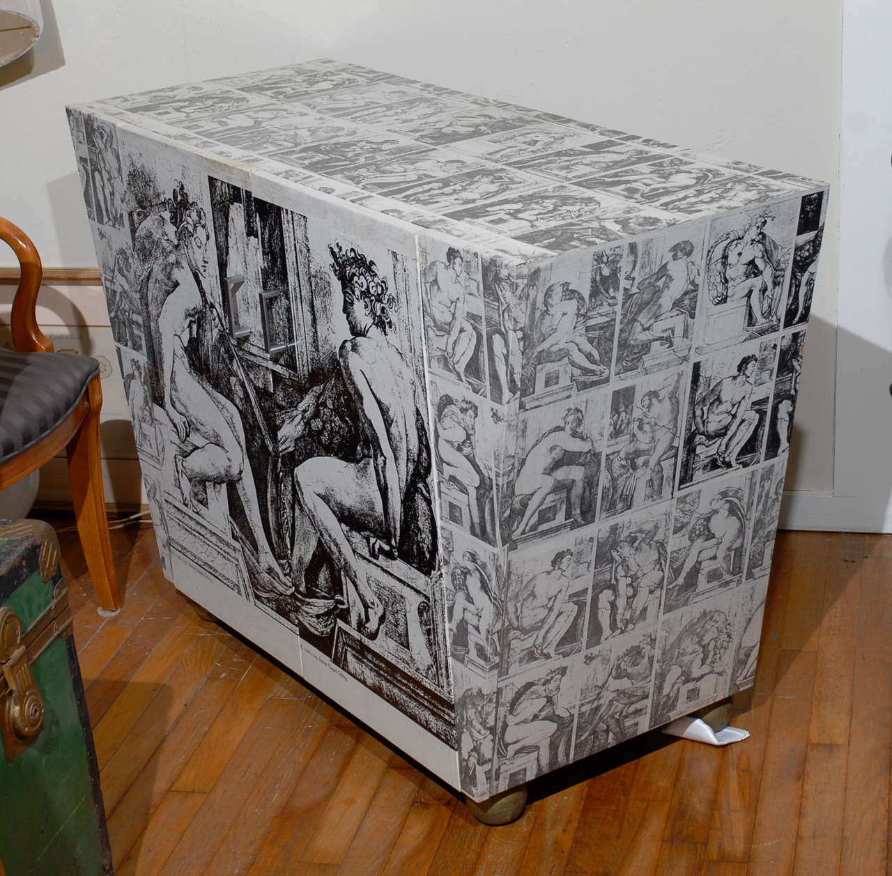 20th Century Neoclassical Decoupage Cabinet
