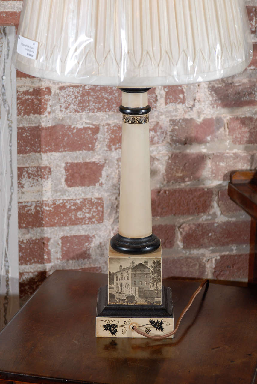 Black and White Neoclassical Tole Lamp 1