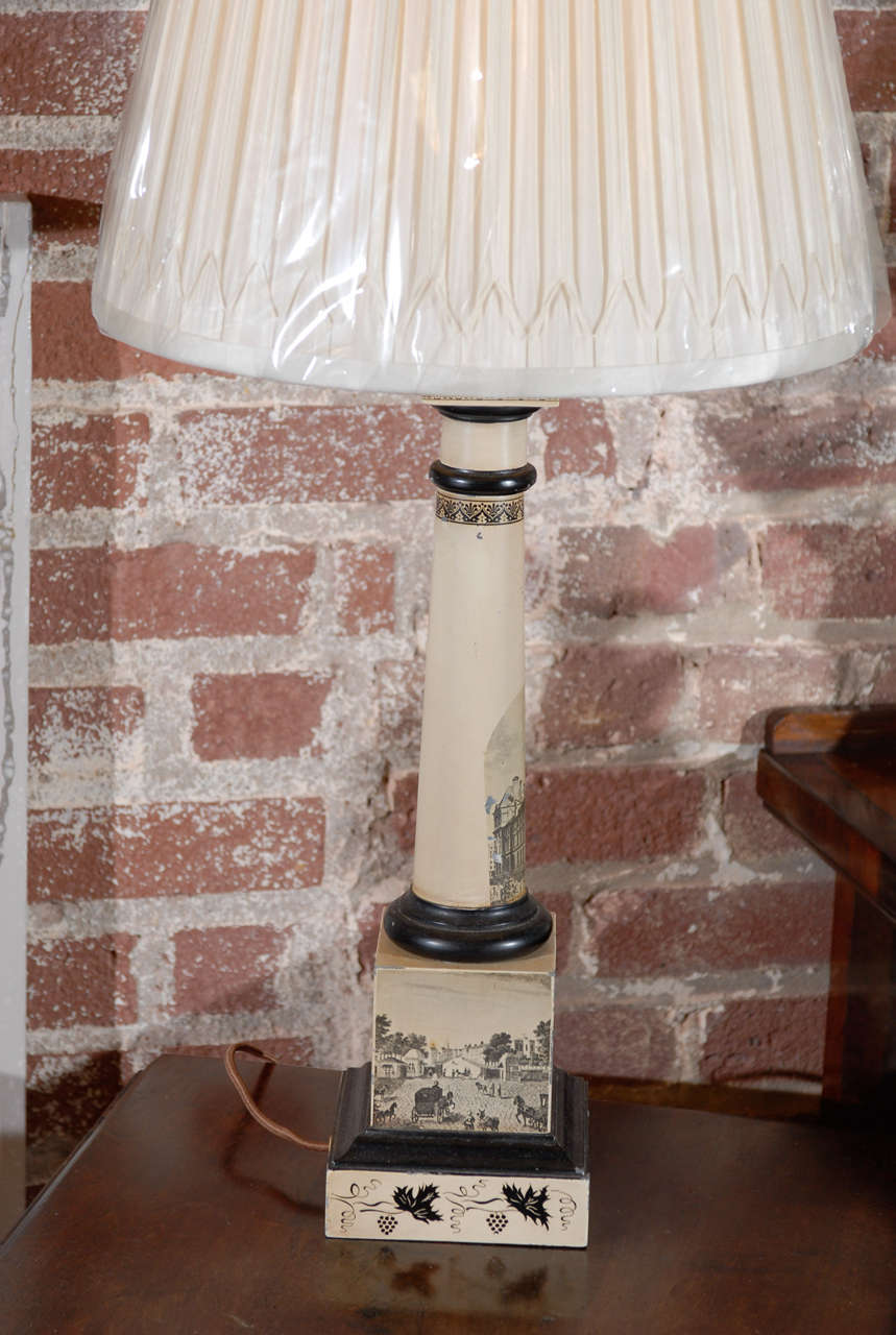 Black and White Neoclassical Tole Lamp 2