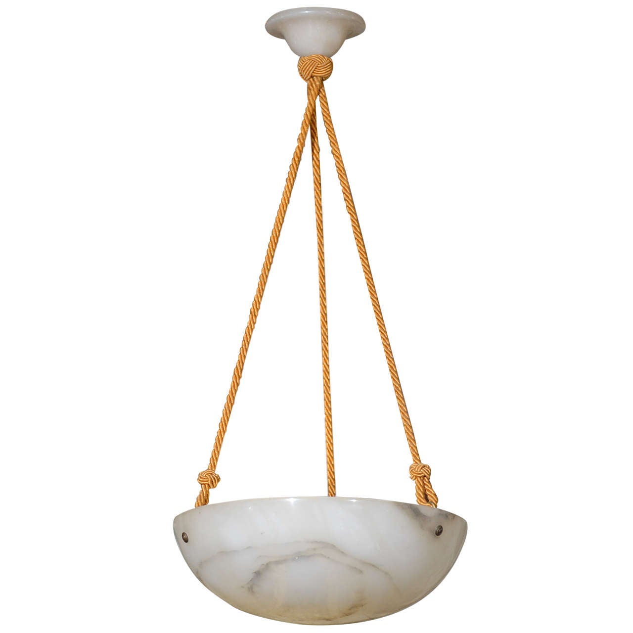 Alabaster Lighting Bowl with Cordelier at 1stDibs