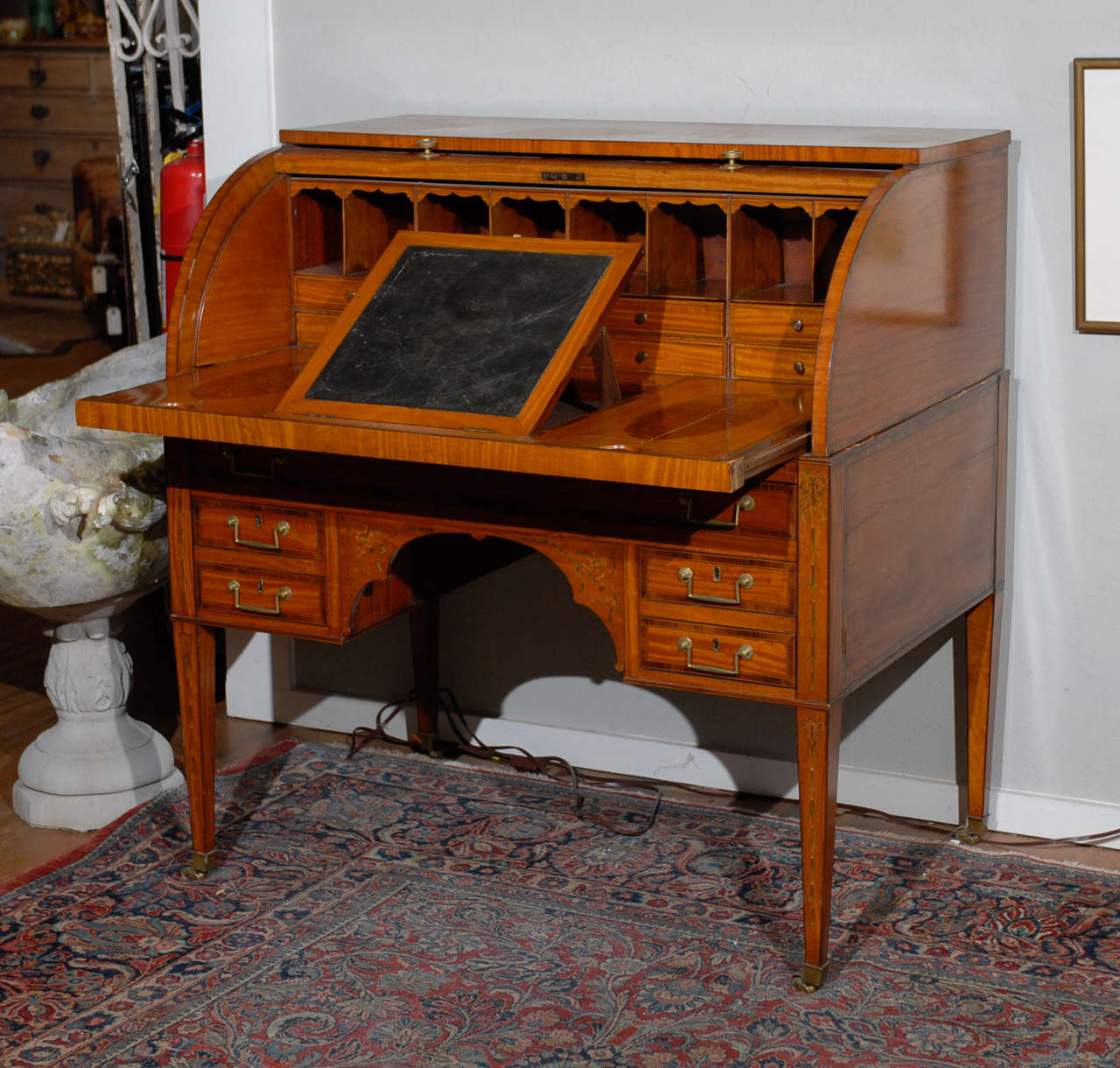 Adam Style Roll Top Desk with Inlay at 1stdibs
