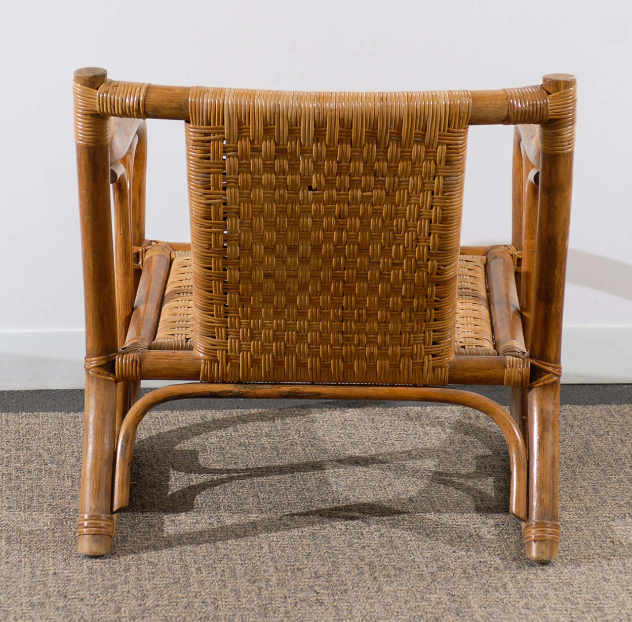 Restored Pair of McGuire Style Rattan Lounge Chairs In Excellent Condition In Atlanta, GA