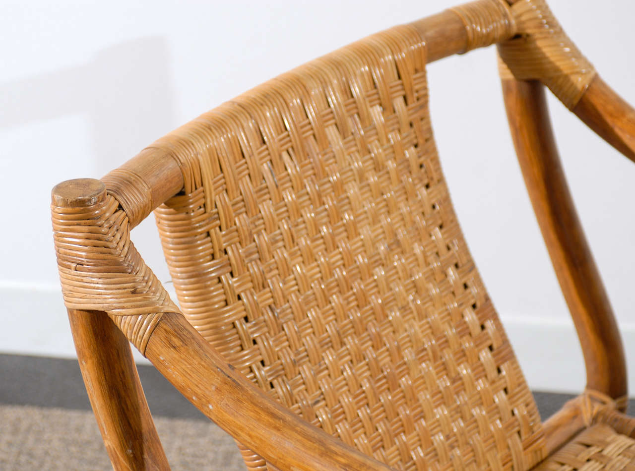 Bamboo Restored Pair of McGuire Style Rattan Lounge Chairs