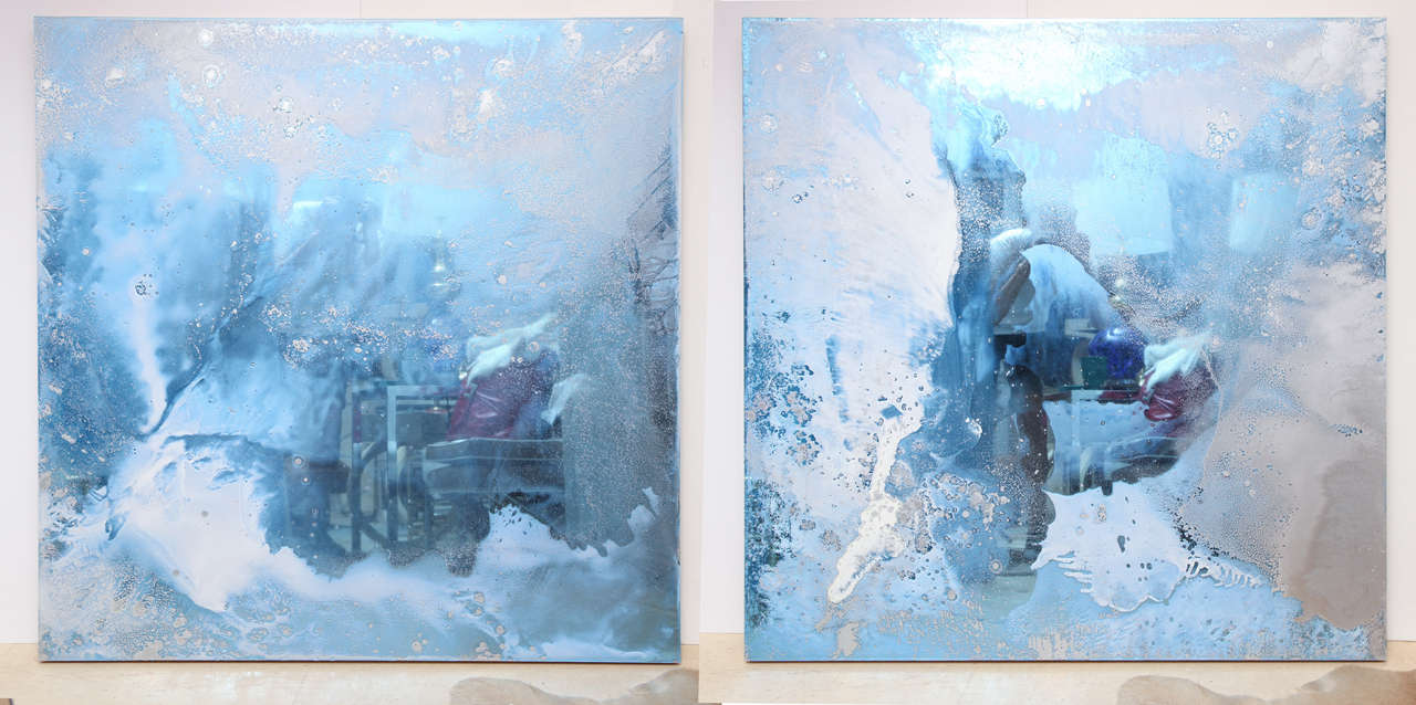 Pair of master paintings by William Kozar, Canada, 2010.
Oil on mirrored methacrylate mounted onto M.D.F. Each painting is 48
