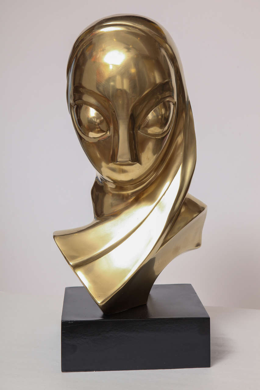 Sculpture, Brass, of a Woman's Head at 1stdibs