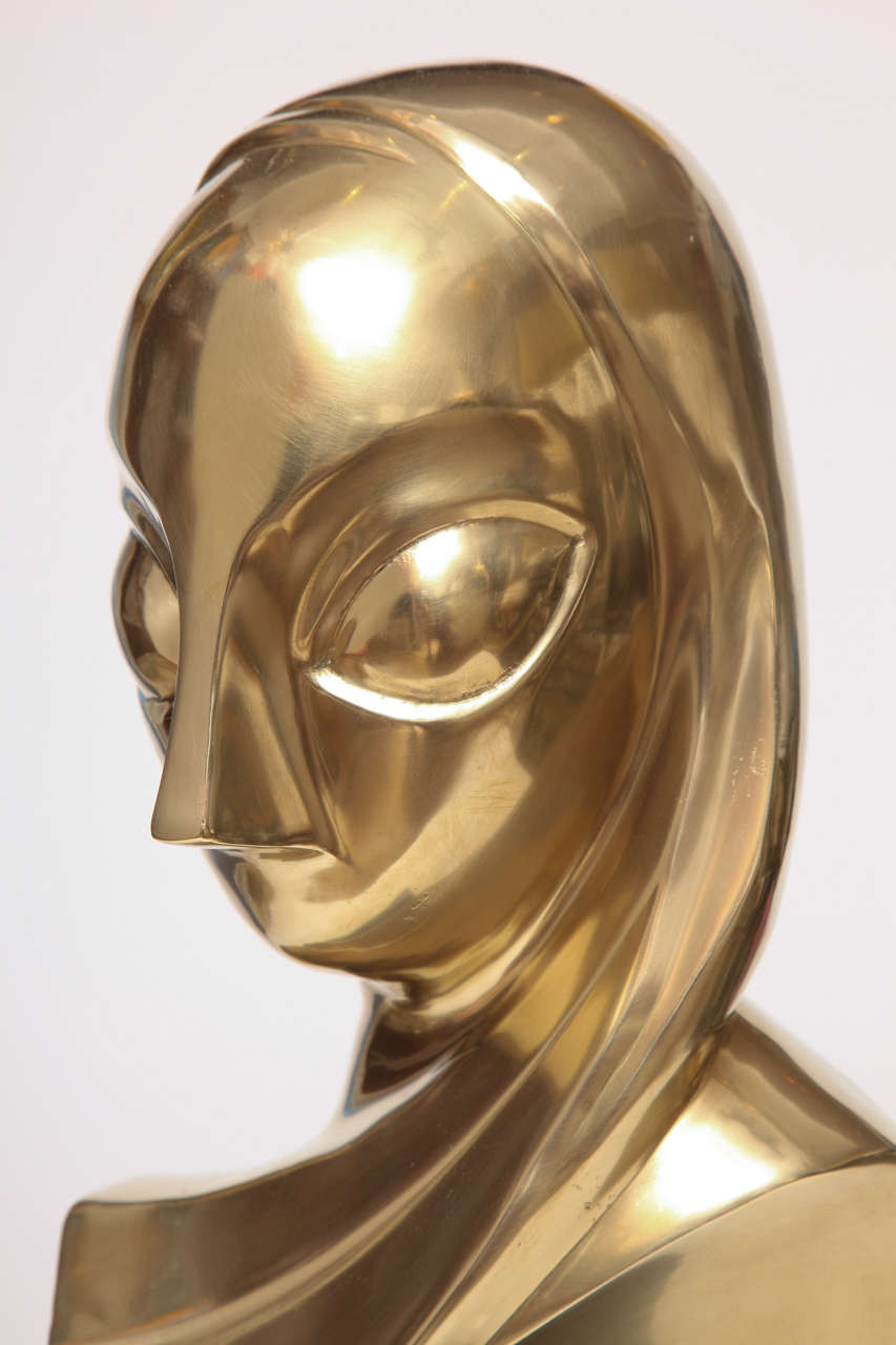 Sculpture, Brass, of a Woman's Head at 1stdibs