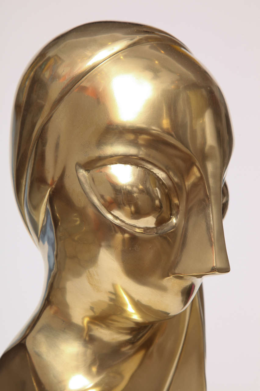 Sculpture, Brass, of a Woman's Head at 1stdibs