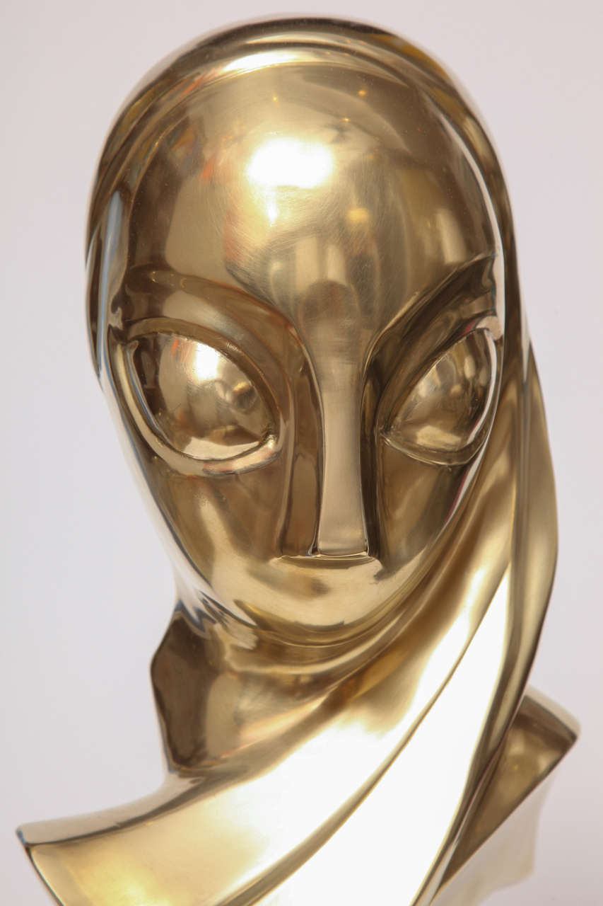 Sculpture, Brass, of a Woman's Head at 1stdibs