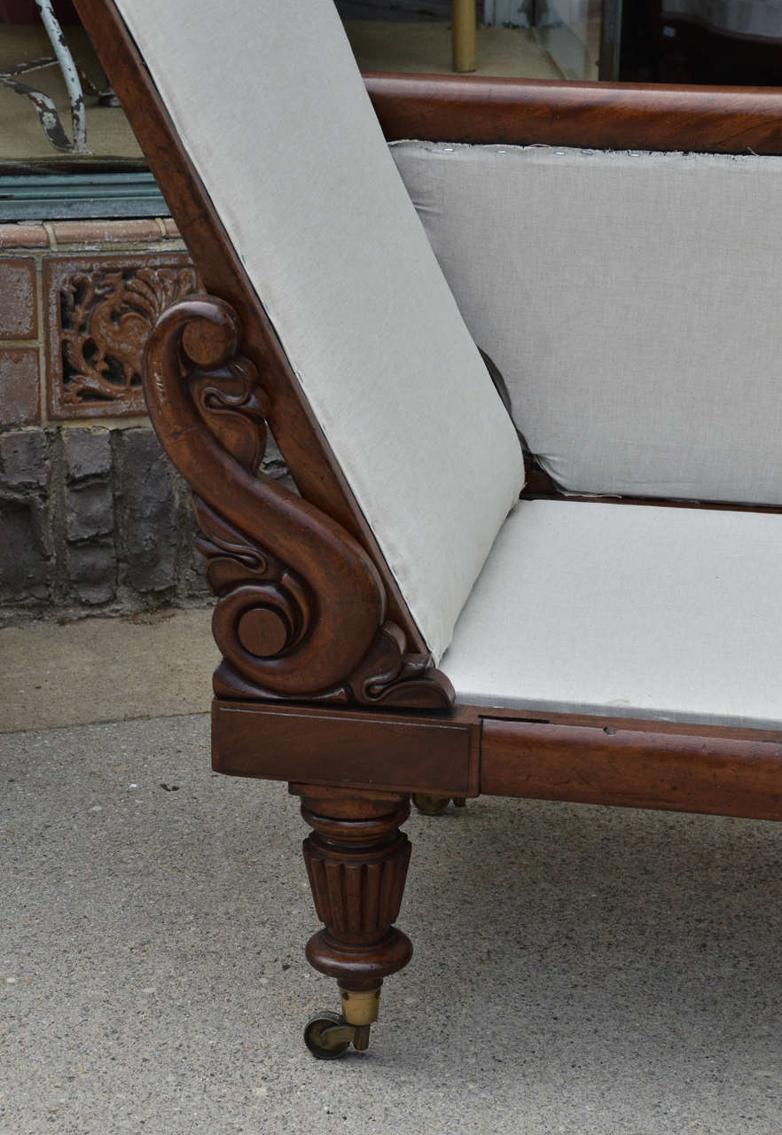 English Regency Mahogany Framed Adjusting Chaise Longue In Good Condition In Southampton, NY