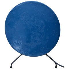 French Blue Painted Round Folding Garden Table