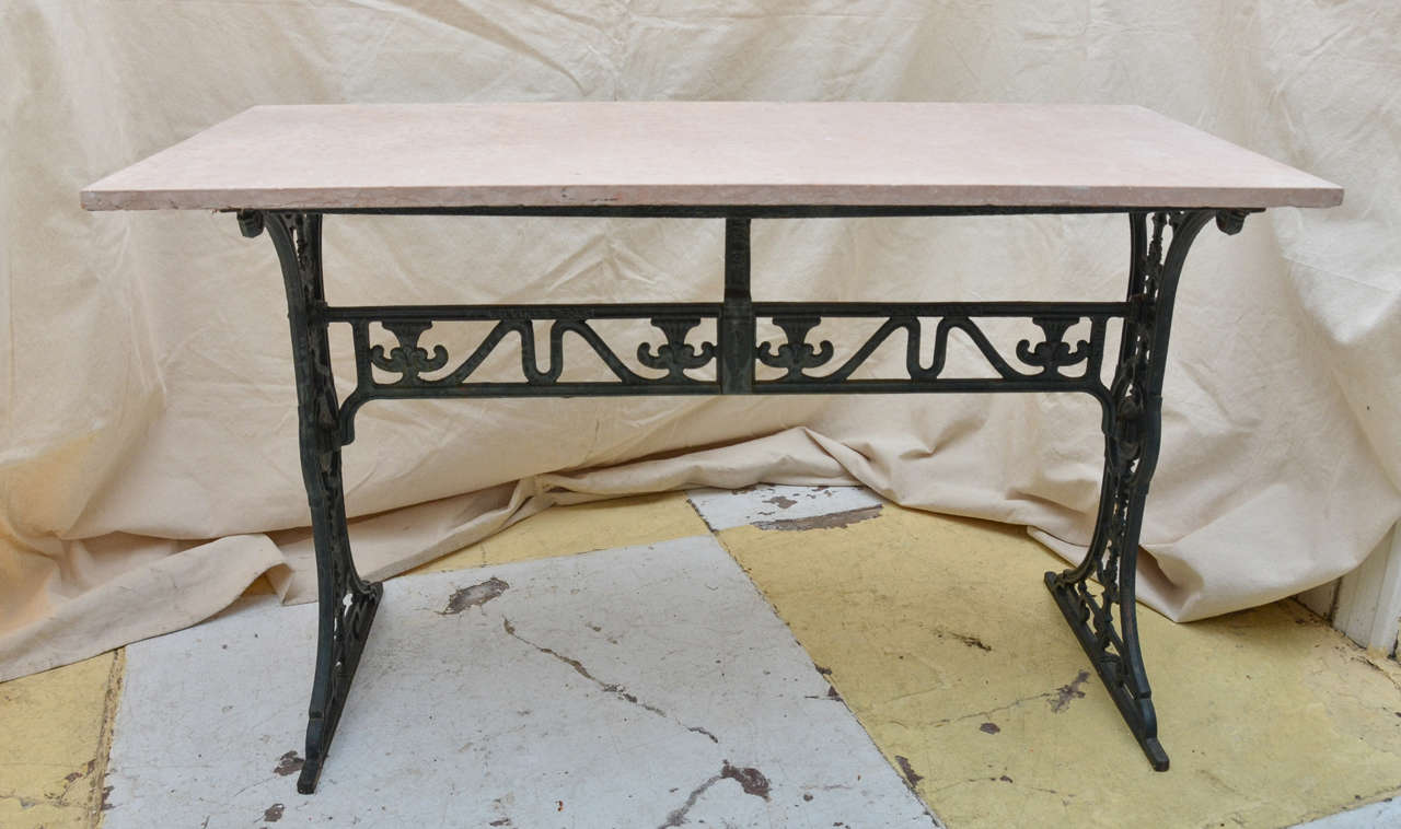 English Early Victorian Classical Style Pub Table with Marble Top