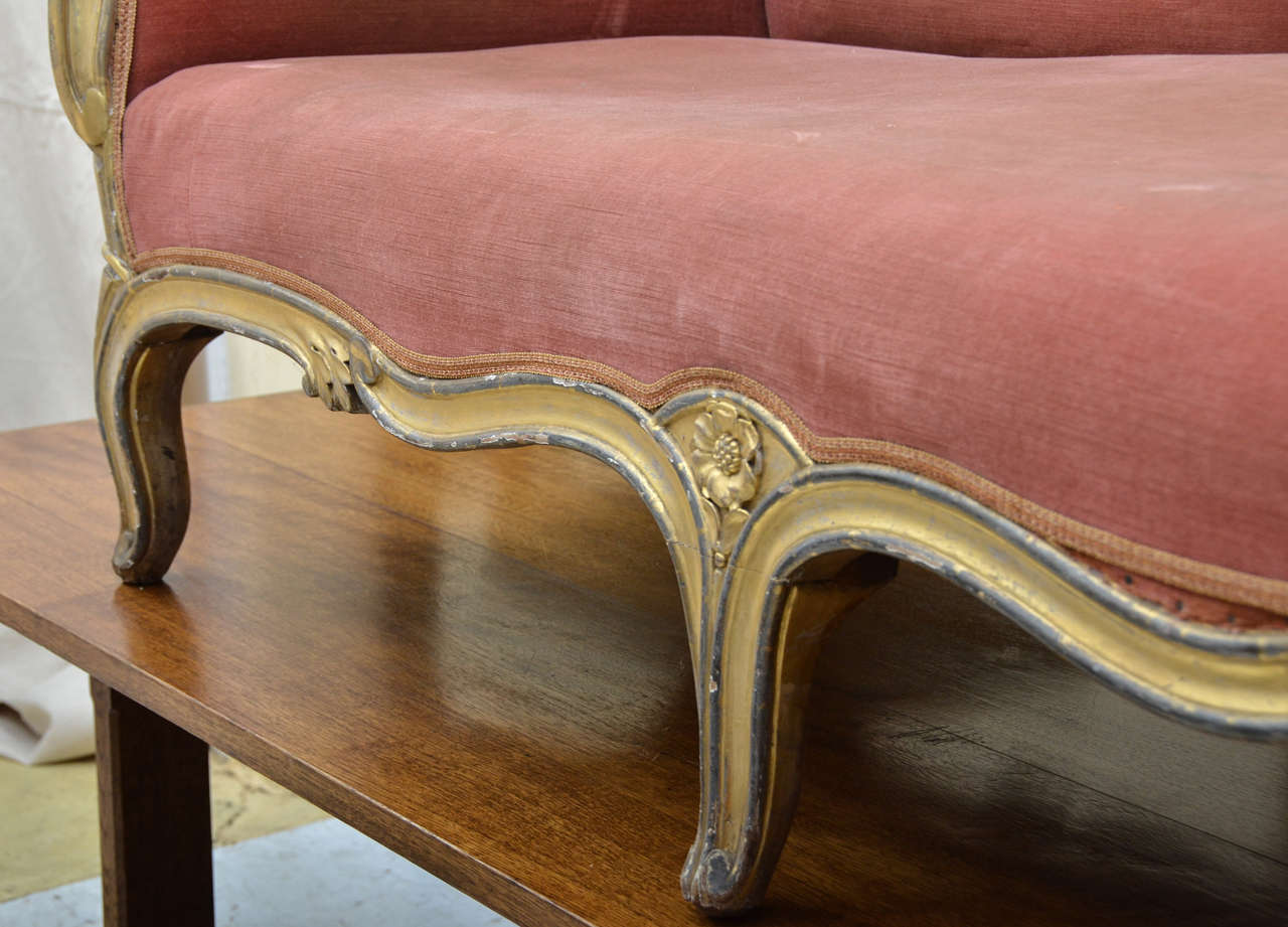 19th Century French Gilt Louis XV Style Chaise Longue