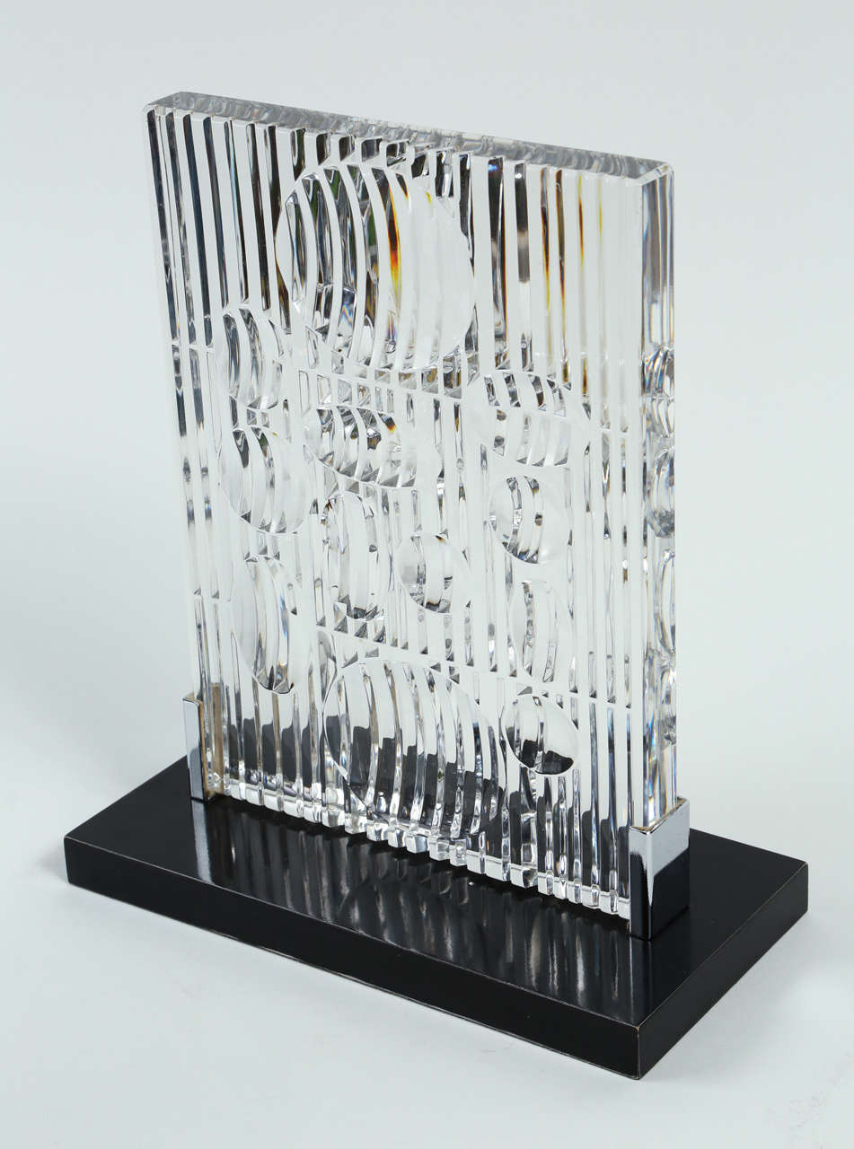 A striking crystal sculpture entitled 
