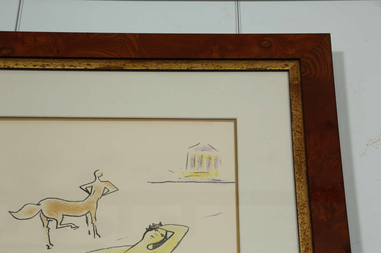 Custom Framed Orpheus Lithograph after Jean Cocteau In Excellent Condition In Palm Desert, CA