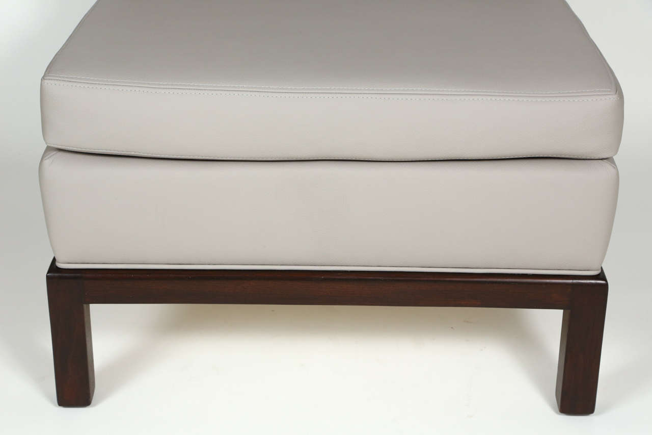 American Pair of Custom Leather Upholstered Slipper Chairs by Everett Sebring