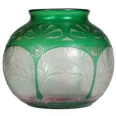Antique Art Deco Acid Etched Glass Vase by Daum