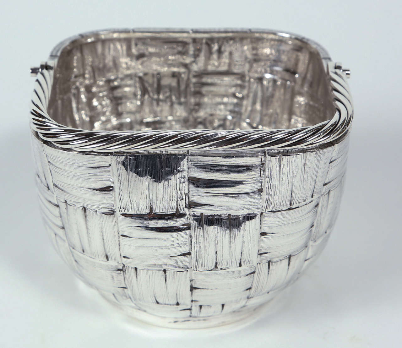 Italian Sterling Silver Basket by Fratelli Cacchione In Excellent Condition In Palm Desert, CA
