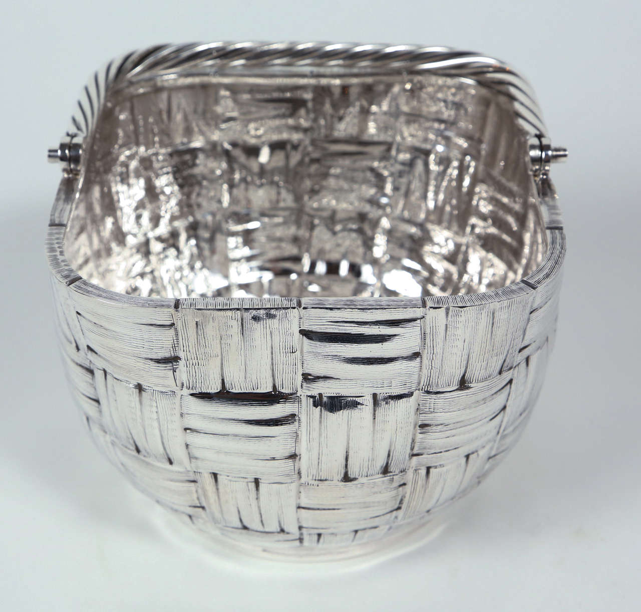 Late 20th Century Italian Sterling Silver Basket by Fratelli Cacchione