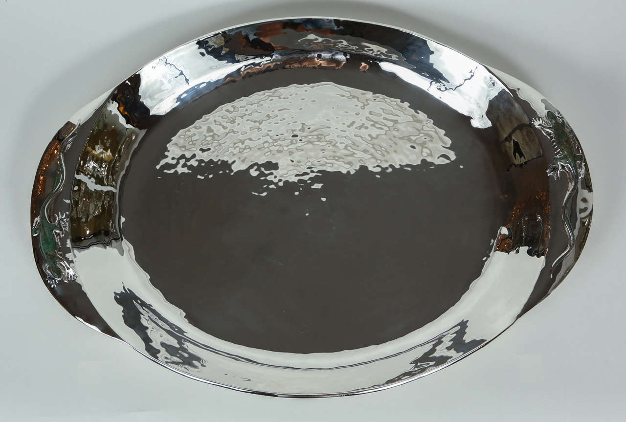 Hand-Chased Silver Plate Platter by Emilia Castillo 2