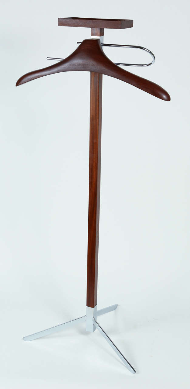 Teak and Polished Nickel Gentleman's Valet at 1stDibs