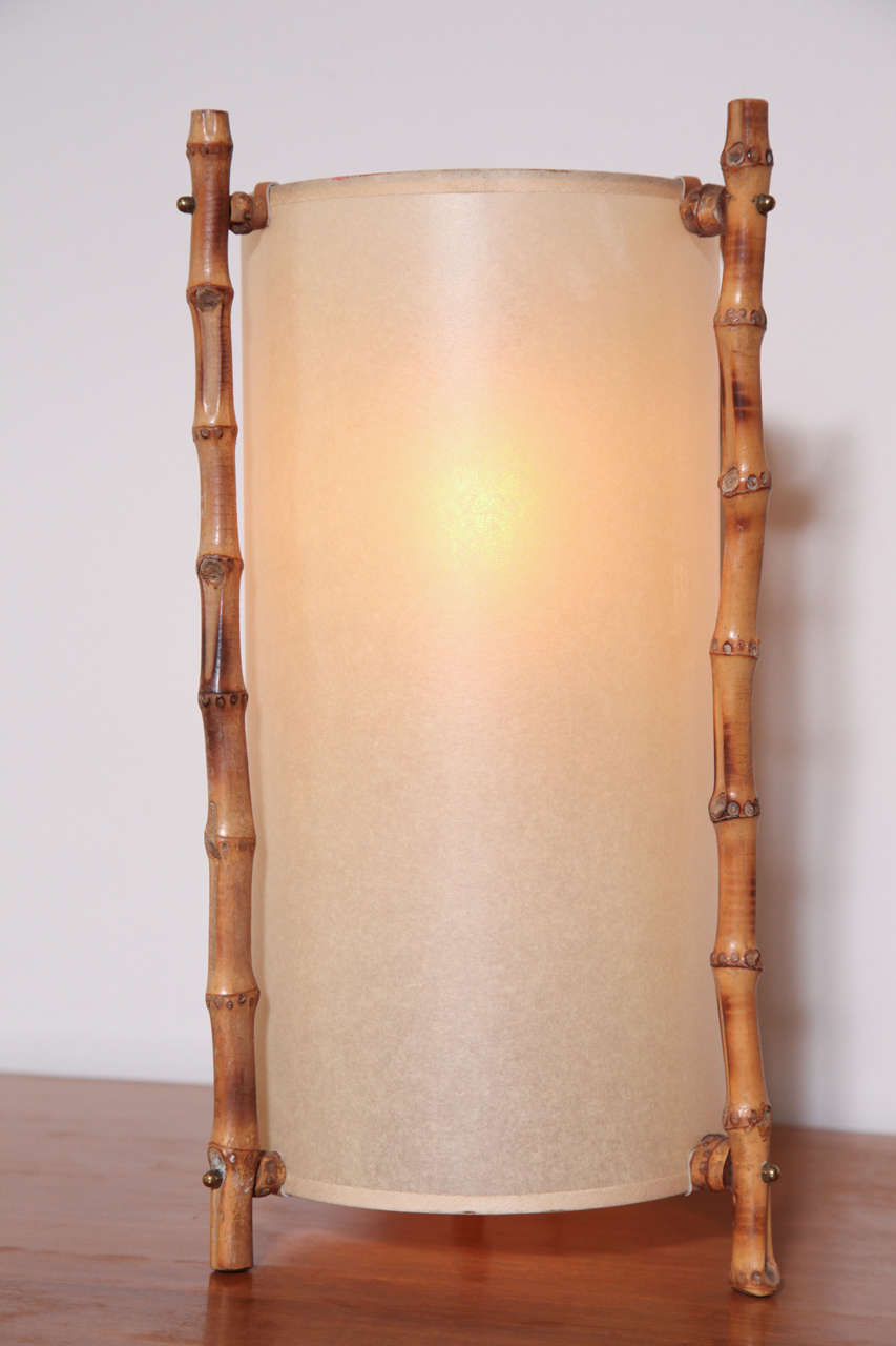 French Bamboo Table Lamp For Sale