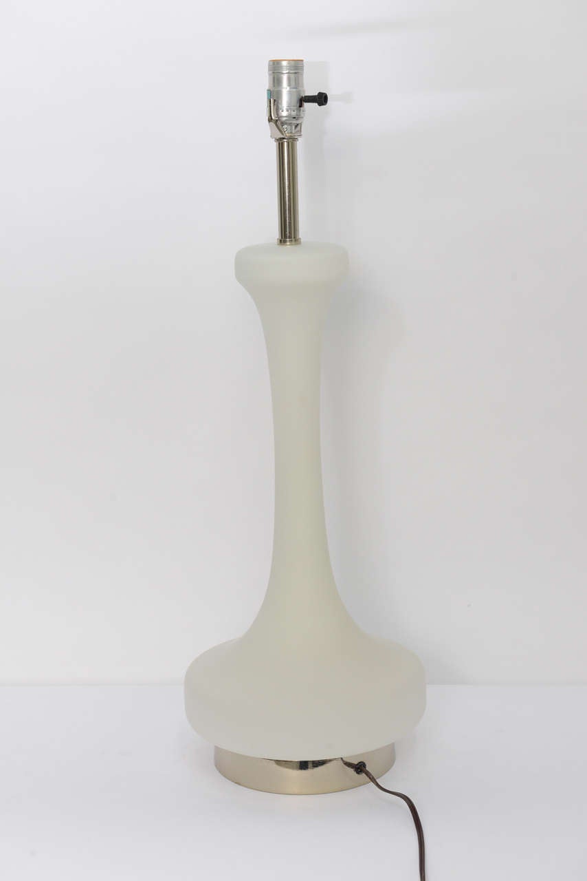 Italian 1960s, Modern Satin Glass Chrome Laurel Table Lamp
